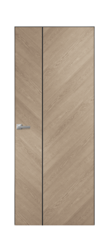 Дверь межкомнатная Unit Slot 10-111 Цвет Дуб Песочный Покрытие Шпон натуральный  Наличник Скрытый короб хром Цена 56850