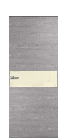 Дверь межкомнатная Vetro 11 Цвет Дуб Кварц Покрытие Шпон натуральный  Наличник Скрытый короб хром Цена 49450