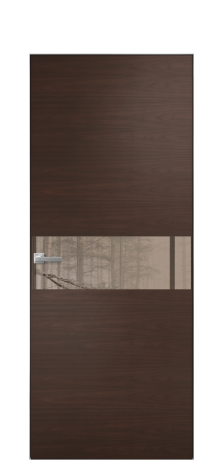 Дверь межкомнатная Vetro 11 Цвет Каштановый Орех Покрытие Шпон натуральный  Наличник Скрытый короб хром Цена 52950