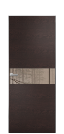 Дверь межкомнатная Vetro 11 Цвет Мореный Дуб Покрытие Шпон натуральный  Наличник Скрытый короб хром Цена 49950