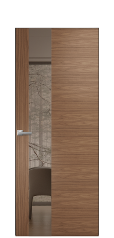 Дверь межкомнатная Ветро 14 Цвет Американский Орех Покрытие Шпон натуральный  Наличник Скрытый короб хром Цена 52950