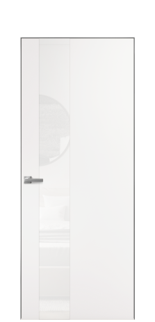 Дверь межкомнатная Vetro 14 Цвет Вайт Покрытие ПВХ SOFT (ПЭТ) Наличник Скрытый короб хром Цена 41000