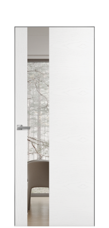 Дверь межкомнатная Vetro 14 Цвет Ясень Белый Покрытие Шпон крашеный  Наличник Скрытый короб хром Цена 47850