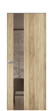 Дверь межкомнатная Vetro 14 Цвет Орех NY светлый Покрытие ПВХ WOOD NATURAL Наличник Скрытый короб хром Цена 41500