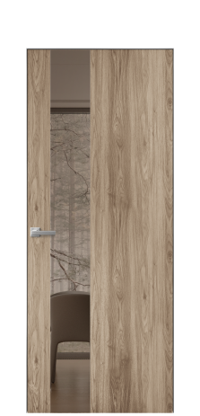 Дверь межкомнатная Vetro 14 Цвет Орех NY смоук Покрытие ПВХ WOOD NATURAL Наличник Скрытый короб хром Цена 41500