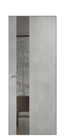 Дверь межкомнатная Vetro 14 Цвет Бетон серый Покрытие ПВХ ORIGINAL Наличник Скрытый короб хром Цена 41500