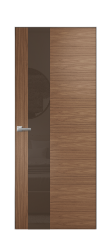 Дверь межкомнатная Vetro 14 Цвет Американский Орех Покрытие Шпон натуральный  Наличник Скрытый короб хром Цена 52450