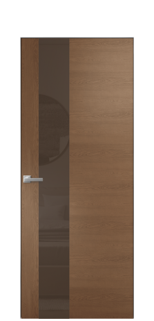 Дверь межкомнатная Vetro 14 Цвет Дуб Темный Покрытие Шпон натуральный  Наличник Скрытый короб хром Цена 49450