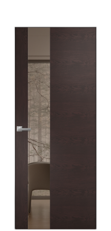 Дверь межкомнатная Vetro 14 Цвет Мореный Дуб Покрытие Шпон натуральный  Наличник Скрытый короб хром Цена 49950