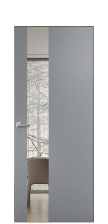 Дверь межкомнатная Vetro 14 Цвет Ясень Гриджио Покрытие Шпон крашеный  Наличник Скрытый короб хром Цена 47850