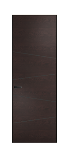Дверь межкомнатная Слот 10-004 Цвет Мореный Дуб Покрытие ШПОН Дуб Наличник Скрытый короб золото Цена 56172