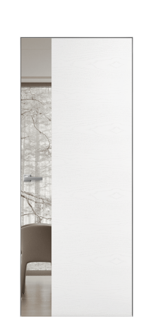 Дверь межкомнатная Vetro 19 Цвет Ясень Белый Покрытие Шпон крашеный  Наличник Скрытый короб хром Цена 52900