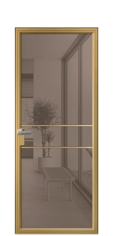 Дверь межкомнатная Frame 02 Цвет Латунь Покрытие Алюминий  Наличник Скрытый короб Цена 76700