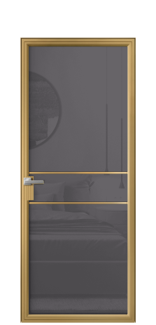 Дверь межкомнатная Frame 02 Цвет Латунь Покрытие Алюминий  Наличник Скрытый короб Цена 74636