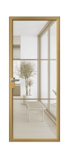 Дверь межкомнатная Фрейм 03 Цвет Латунь Покрытие Алюминий  Наличник Скрытый короб Цена 68140