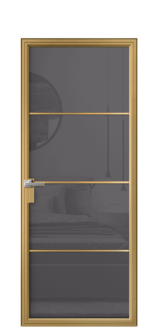 Дверь межкомнатная Фрейм 04 Цвет Латунь Покрытие Алюминий  Наличник Скрытый короб Цена 92140
