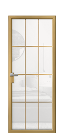 Дверь межкомнатная Frame 12 Цвет Латунь Покрытие Алюминий  Наличник Скрытый короб Цена 75486