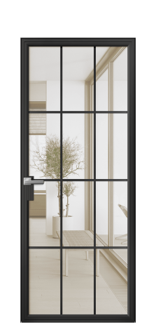 Дверь межкомнатная Фрейм 12 Цвет Черный Покрытие Алюминий  Наличник Скрытый короб Цена 68860