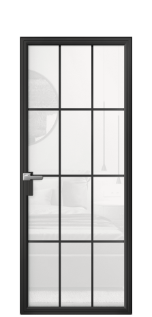 Дверь межкомнатная Фрейм 12 Цвет Черный Покрытие Алюминий  Наличник Скрытый короб Цена 85414