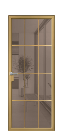 Дверь межкомнатная Фрейм 12 Цвет Латунь Покрытие Алюминий  Наличник Скрытый короб Цена 99680